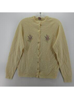 VINTAGE Moffat Sweater 40 Wool Cardigan Floral 60s 70s Medium *